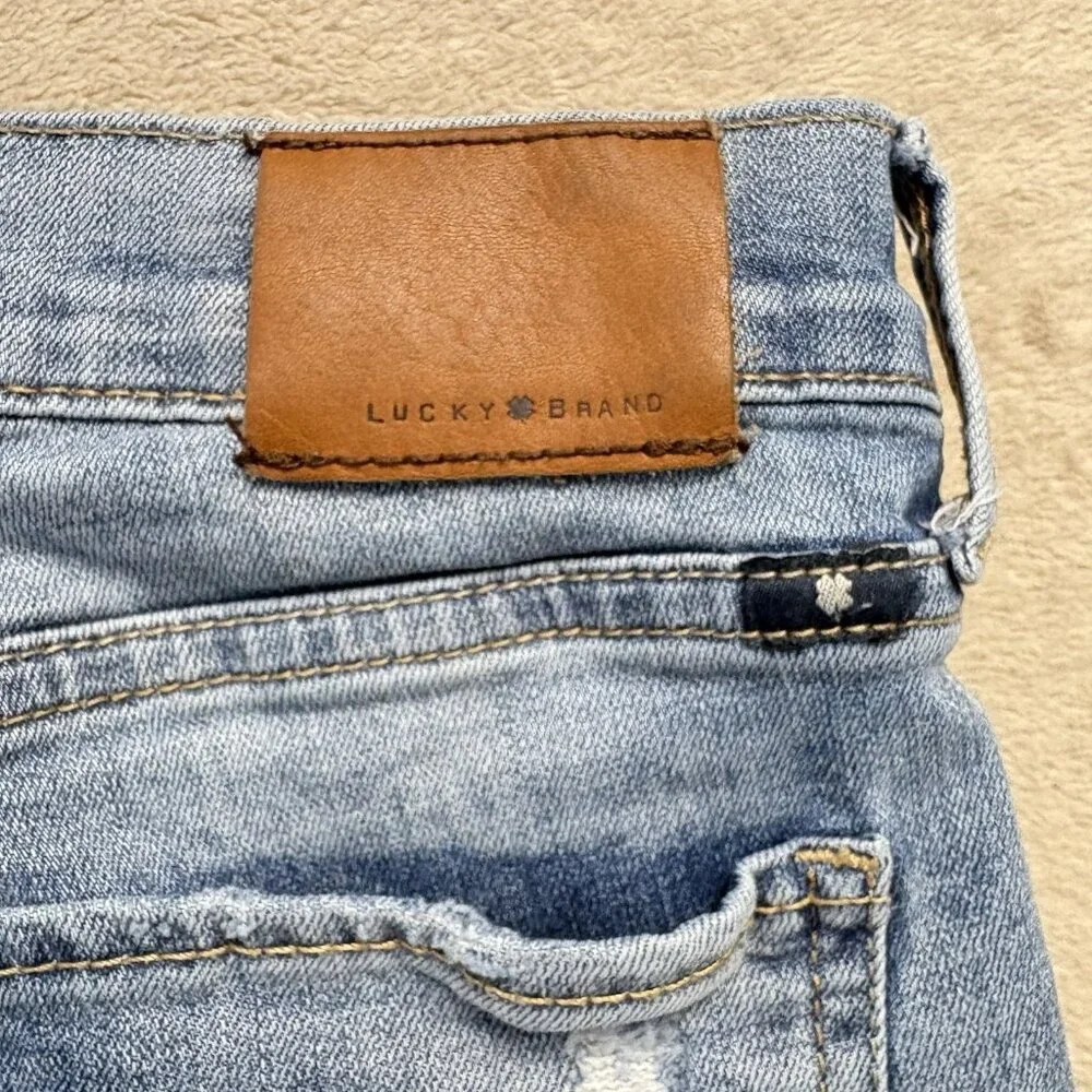 Lucky Brand Brooke‎ Skinny Jeans Womens 6/28 Blue Mid Rise Stretch Distressed